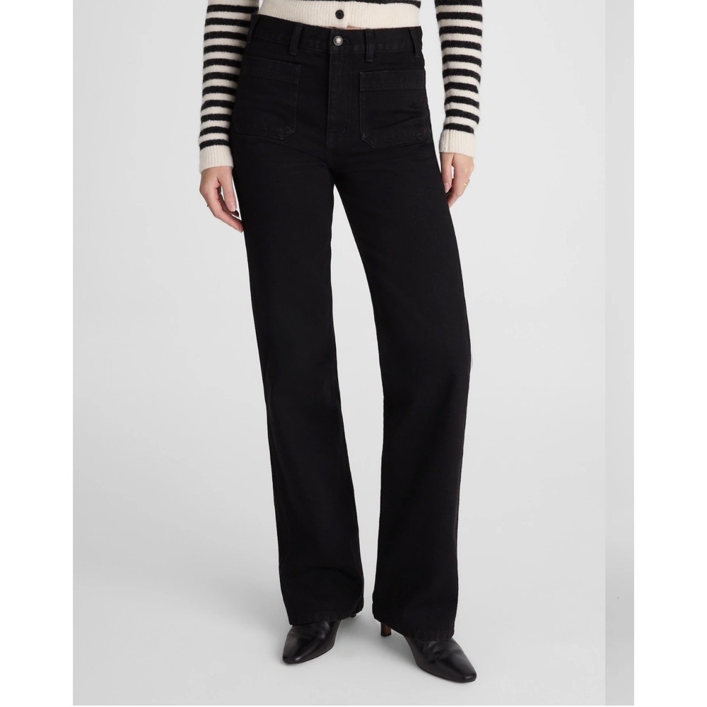 Madewell The Petite Cleo Straight Jean Womens 25P Black Rinse Rigid Cotton NWT